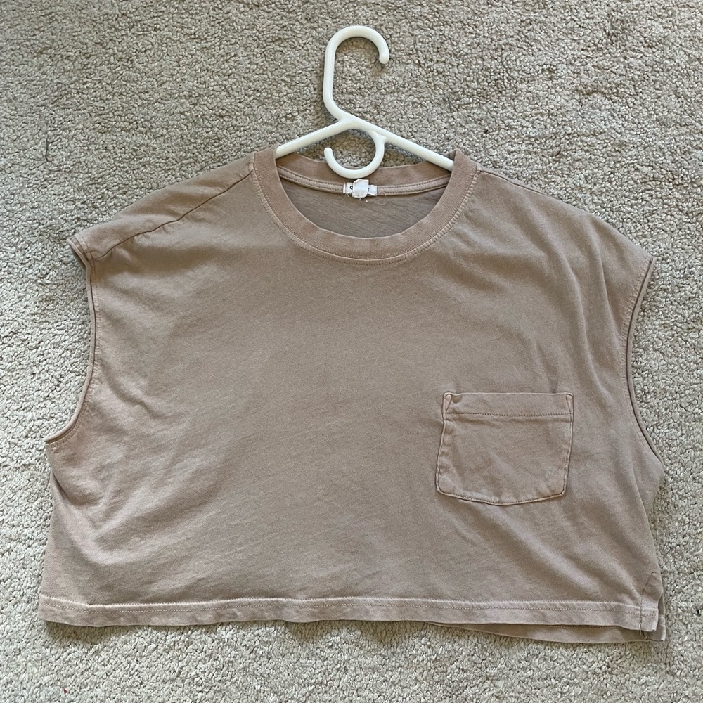 Garage Tan Loose Crop Top